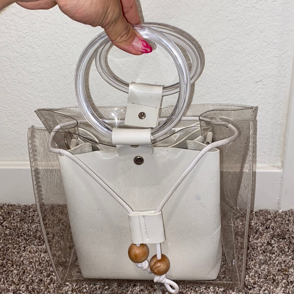Translucent bag with white pouch